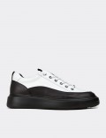 Erkek Hakiki Deri Beyaz Sneaker Ayakkabı