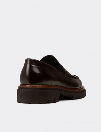 Erkek Kahverengi Hakiki Deri Loafer - F6528MKHVP01