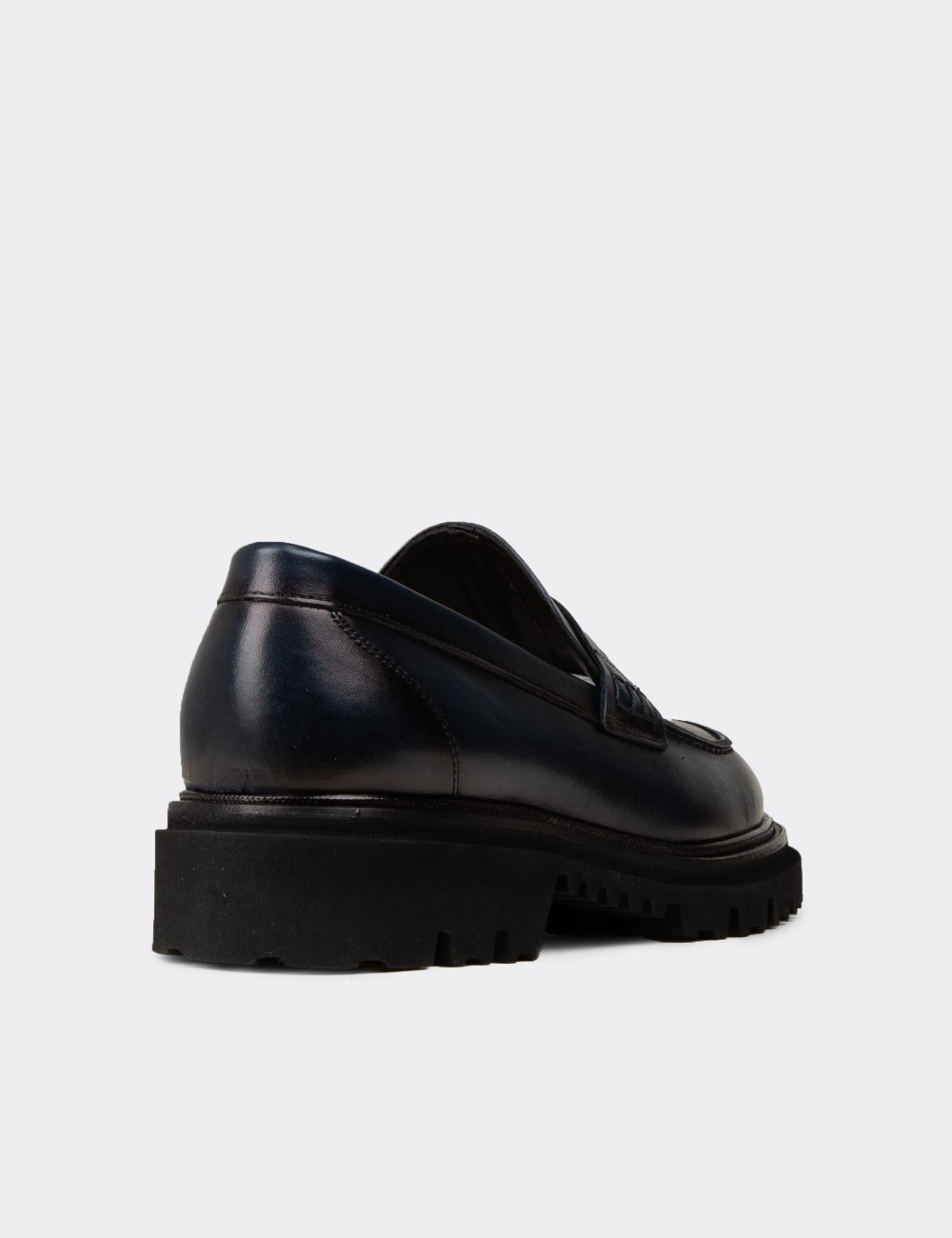 Erkek Hakiki Deri Lacivert Loafer Ayakkabı - F6528MLCVP01