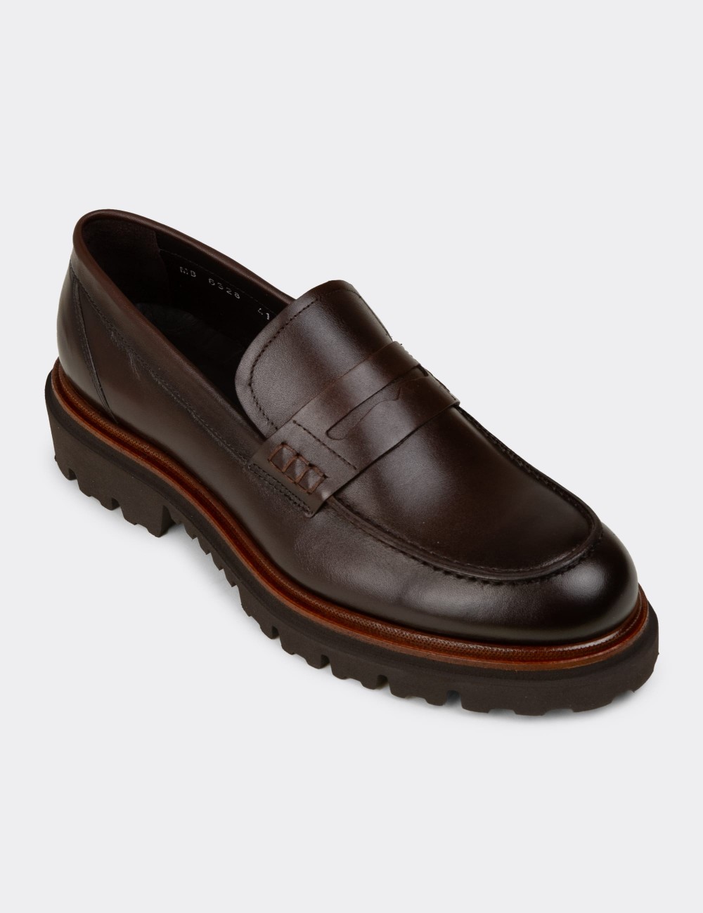 Erkek Kahverengi Hakiki Deri Loafer - F6528MKHVP01
