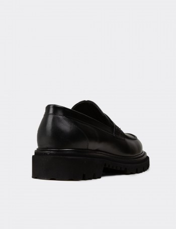 Erkek Hakiki Deri Siyah Loafer - F6528MSYHP01