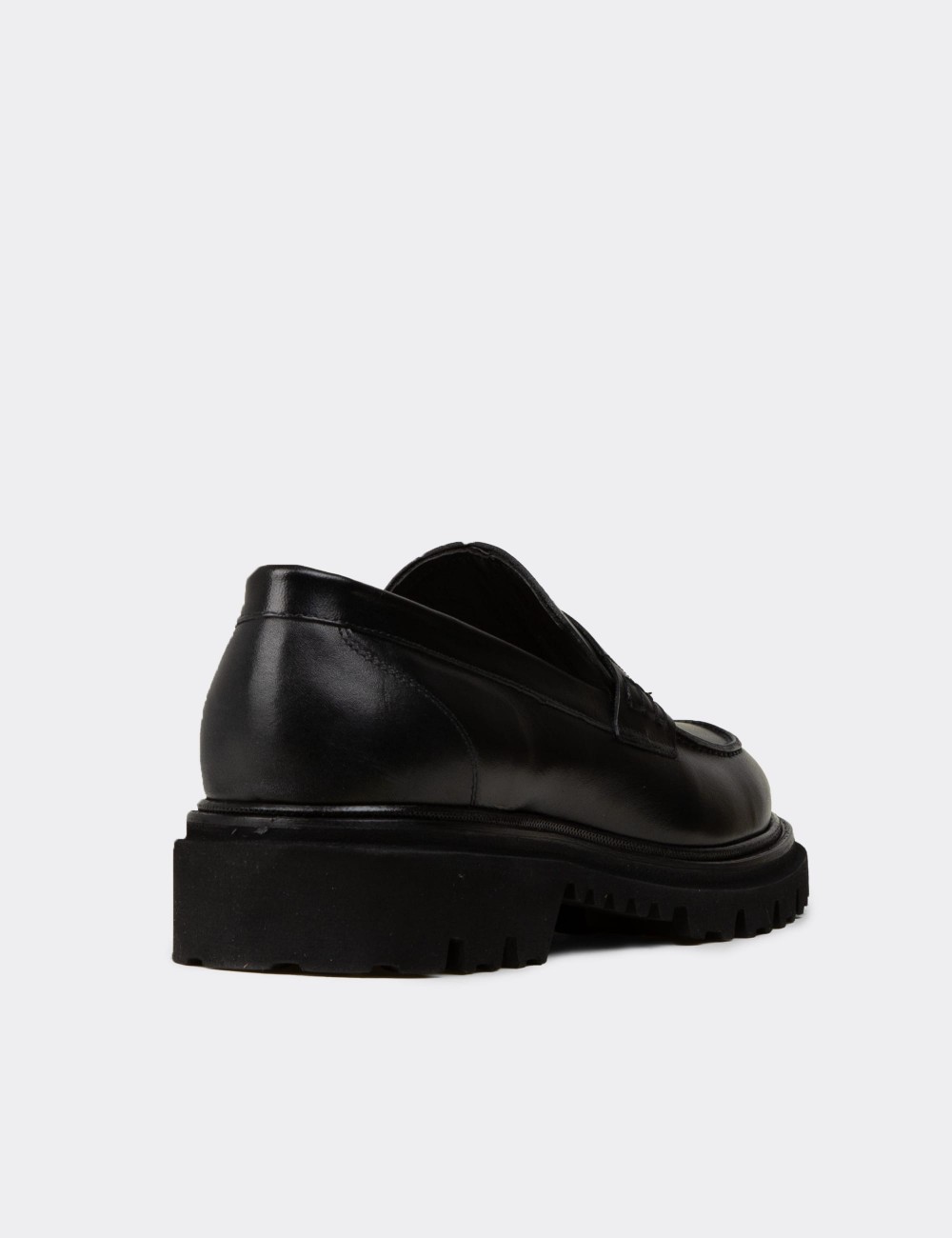 Erkek Hakiki Deri Siyah Loafer - F6528MSYHP01