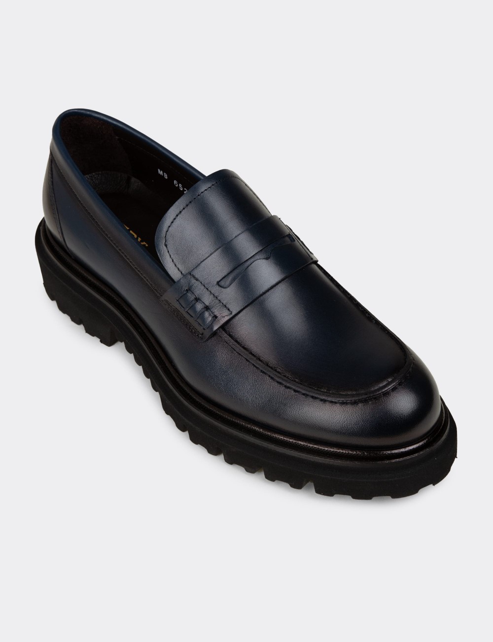 Erkek Hakiki Deri Lacivert Loafer Ayakkabı - F6528MLCVP01