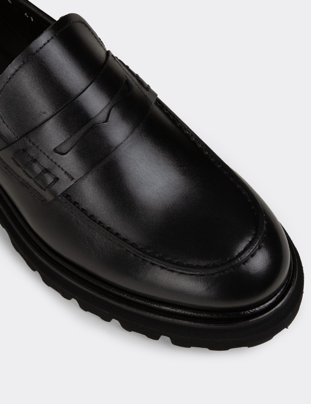 Erkek Hakiki Deri Siyah Loafer - F6528MSYHP01