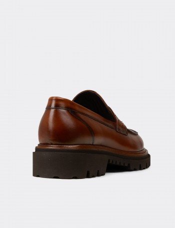 Erkek Hakiki Deri Taba Renkli Loafer Ayakkabı - F6528MTBAP01