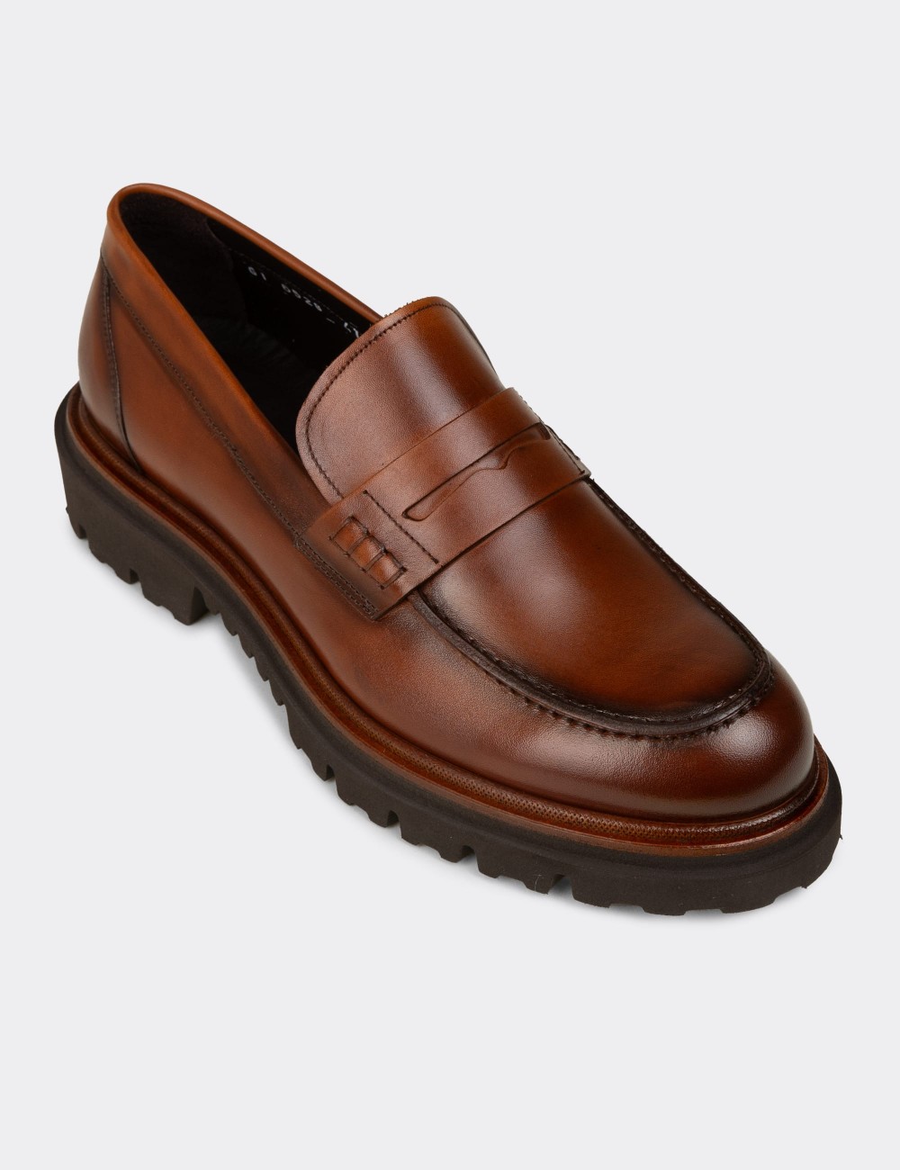 Erkek Hakiki Deri Taba Renkli Loafer Ayakkabı - F6528MTBAP01