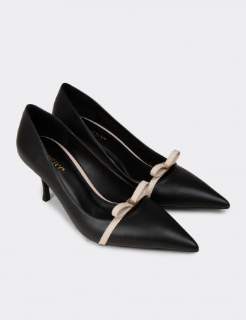 Kadın Fiyonk Detaylı Siyah Stiletto - V4025ZSYHM01