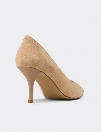 Kadın Süet Bej Sivri Burun Stiletto - V4045ZBEJM01