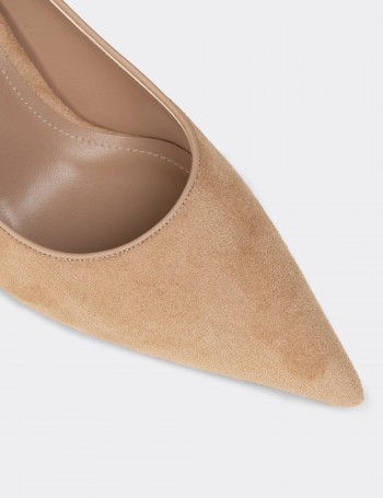 Kadın Süet Bej Sivri Burun Stiletto - V4045ZBEJM01