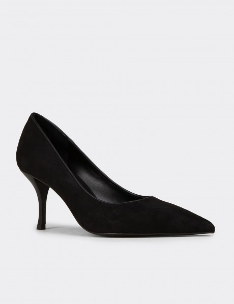 Kadın Siyah Süet Sivri Burun Stiletto