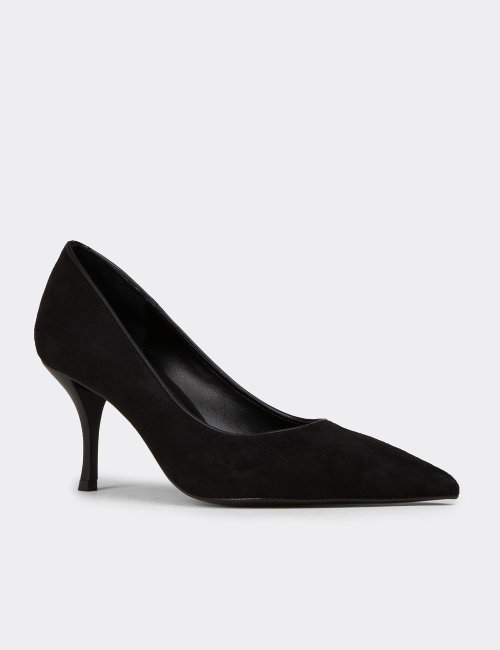 Kadın Siyah Süet Sivri Burun Stiletto - V4045ZSYHM01