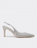 Kadın Gümüş Renk Slingback Stiletto