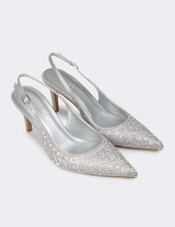 Kadın Gümüş Renk Slingback Stiletto - RD035ZGMSM01
