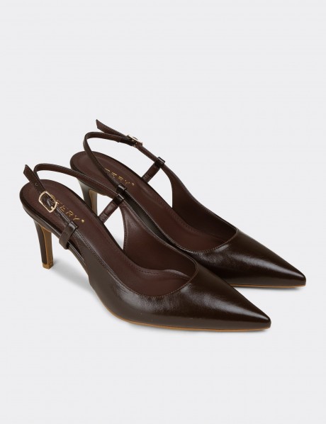 Kadın Kahverengi Slingback Stiletto