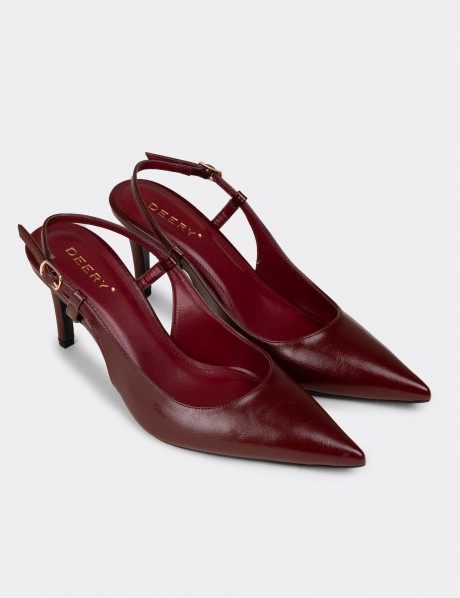 Kadın Bordo Slingback Stiletto