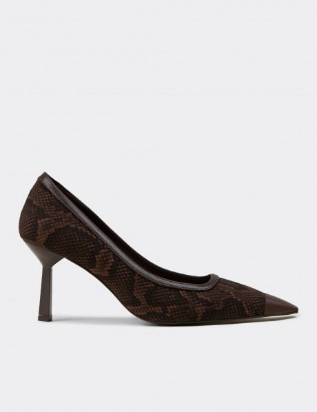 Deery Stiletto Deery Yilan Desenli Kadın Kahverengi
