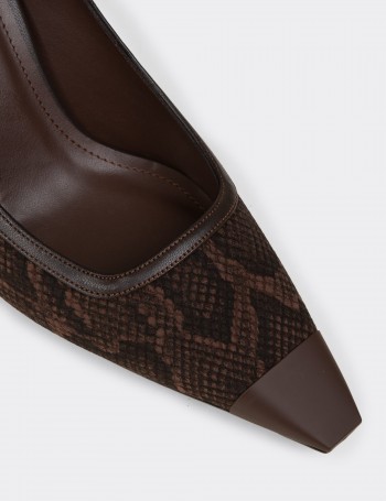 Kadın Kahverengi Yılan Desenli Stiletto - V0130ZKHVM01