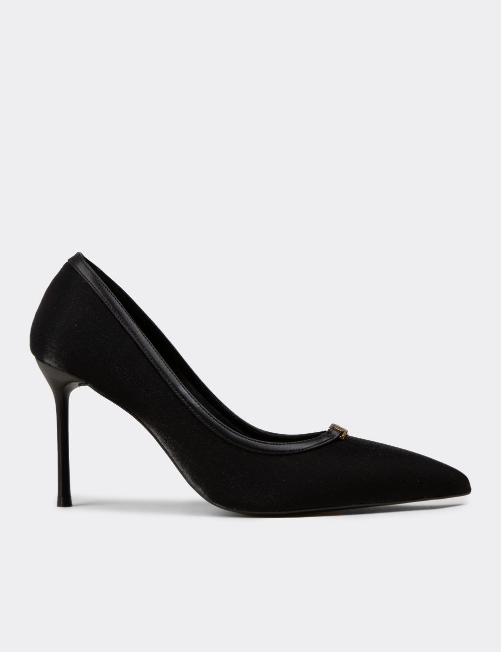 Kadın Siyah Özel Doku Stiletto - V0T30ZSYHM01