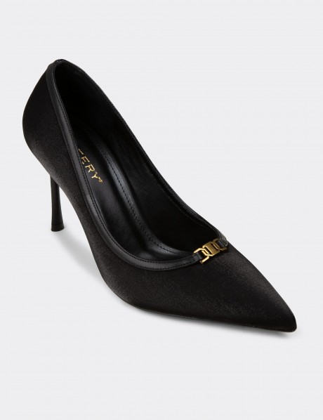 Kadın Siyah Özel Doku Stiletto