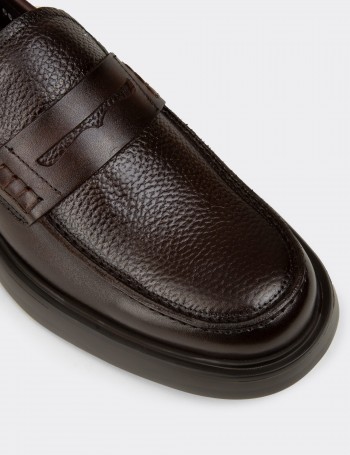 Erkek Kahverengi Hakiki Deri Loafer Ayakkabı - F6683MKHVP01