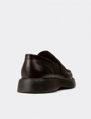Erkek Kahverengi Hakiki Deri Loafer Ayakkabı - F6683MKHVP01