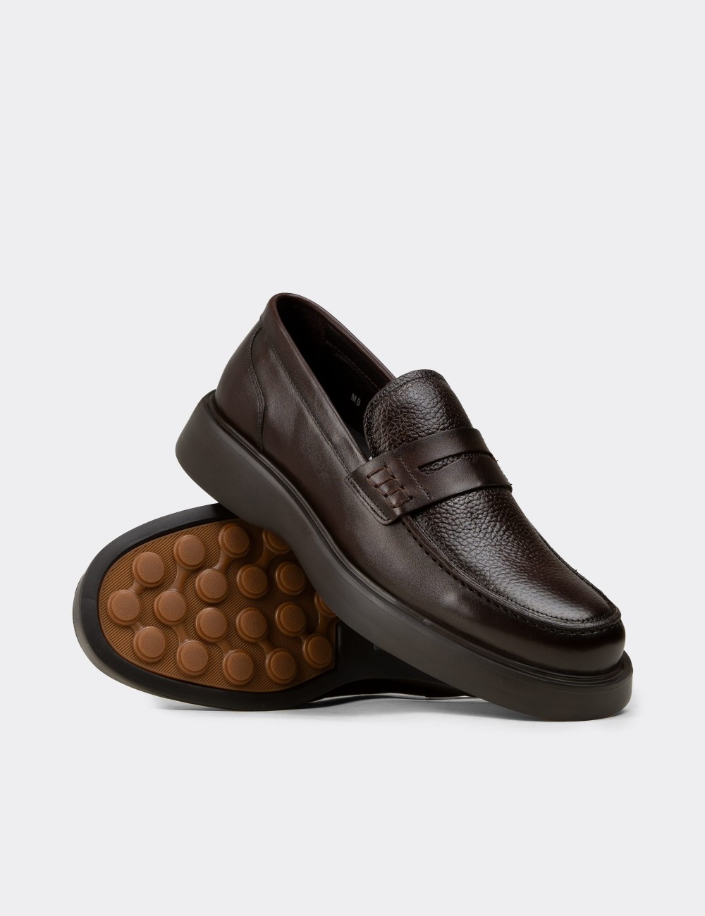 Erkek Kahverengi Hakiki Deri Loafer Ayakkabı - F6683MKHVP01