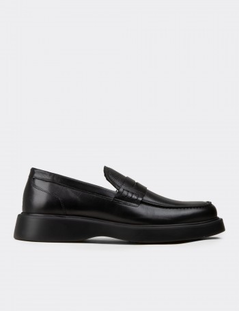Erkek Siyah Hakiki Deri Loafer Ayakkabı - F6683MSYHP01