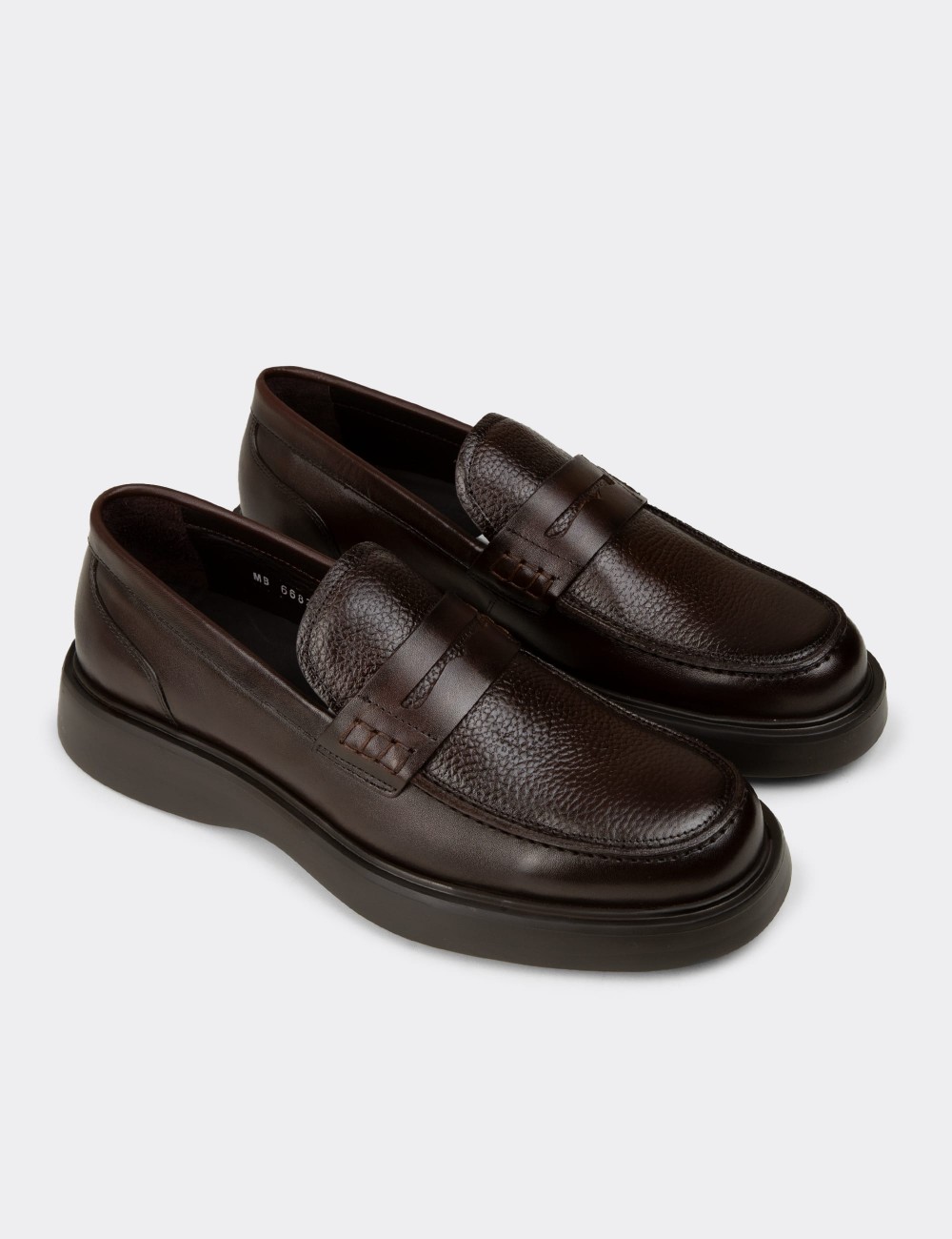Erkek Kahverengi Hakiki Deri Loafer Ayakkabı - F6683MKHVP01