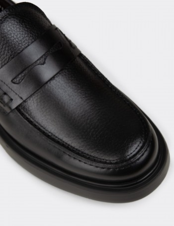 Erkek Siyah Hakiki Deri Loafer Ayakkabı - F6683MSYHP01