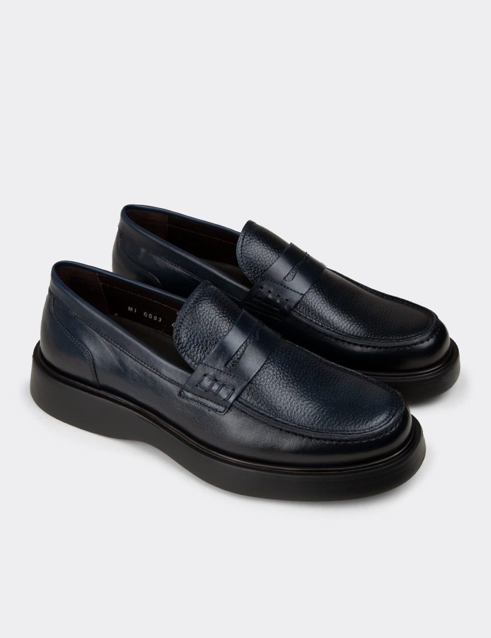 Erkek Hakiki Deri Lacivert Loafer - F6683MLCVP01