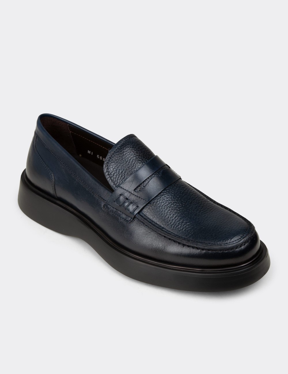 Erkek Hakiki Deri Lacivert Loafer - F6683MLCVP01