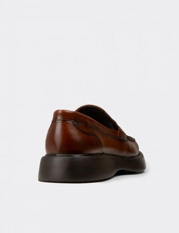 Erkek Taba Renk Hakiki Deri Loafer Ayakkabı - F6683MTBAP01
