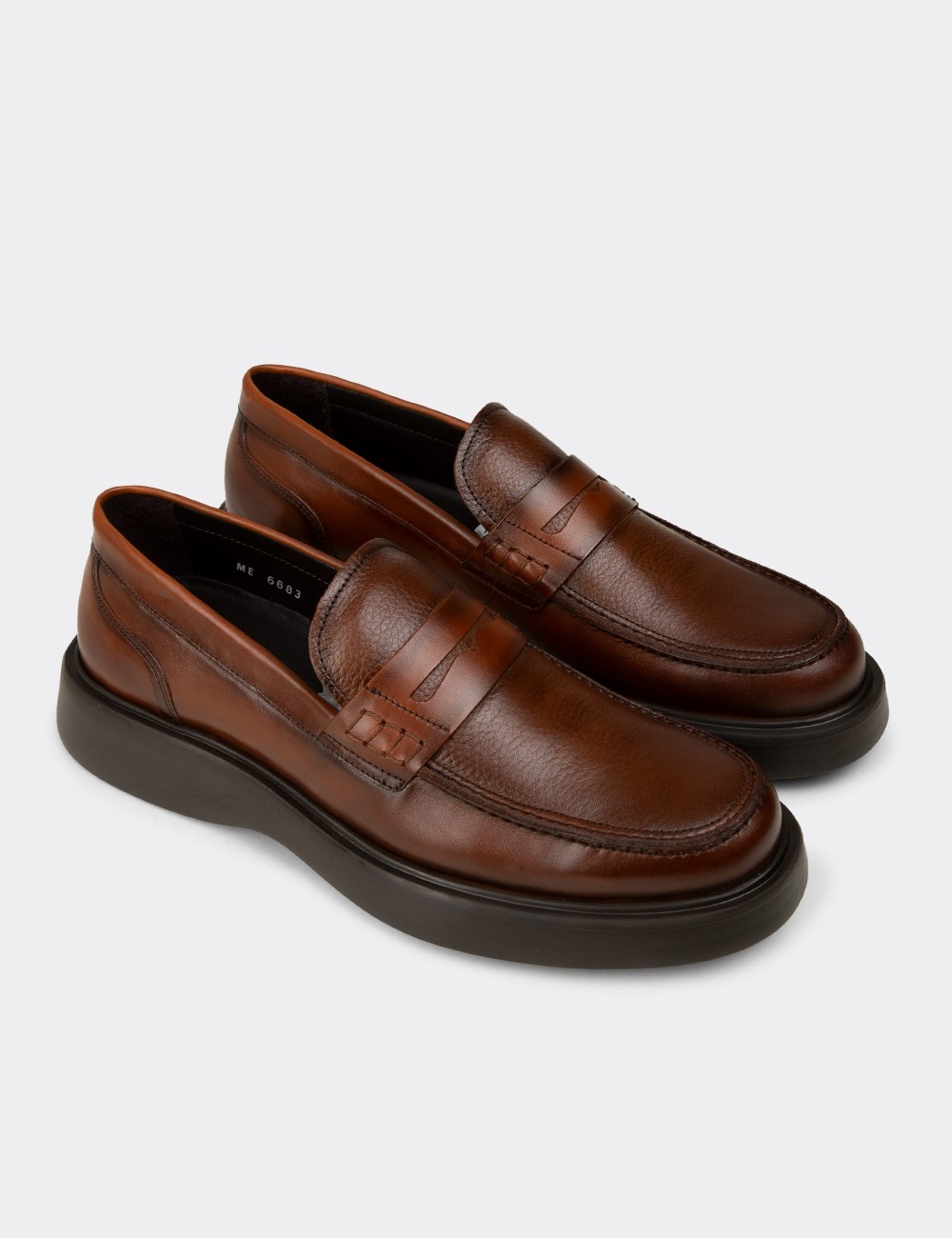 Erkek Taba Renk Hakiki Deri Loafer Ayakkabı - F6683MTBAP01