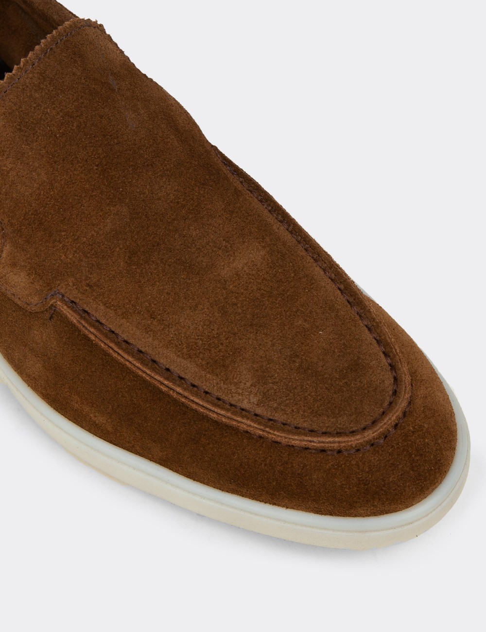 Erkek Hakiki Süet Taba Rengi Loafer Ayakkabı - 02032MTBAC01