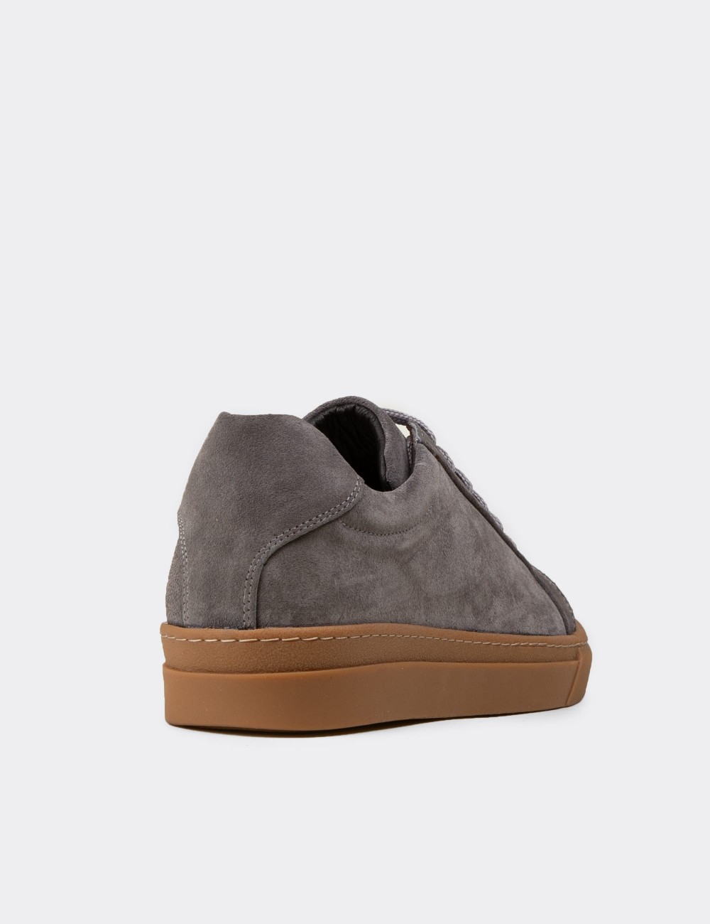 Erkek Gri Hakiki Süet Sneaker Ayakkabı - 02018MGRIC03