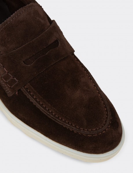 Erkek Hakiki Süet Kahverengi Loafer