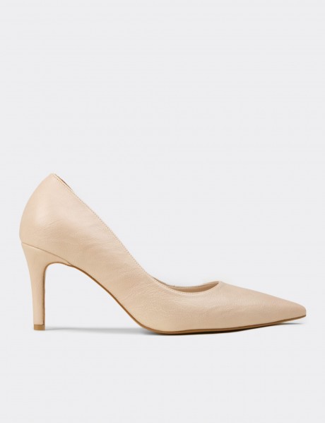 Deery Ayakkabı Deery Stiletto Kadın Bej Topuklu