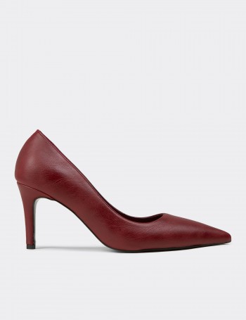 Deery Ayakkabı Deery Stiletto Kadın Bordo Topuklu