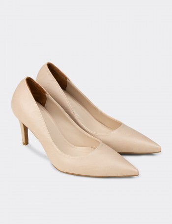 Kadın Bej Stiletto Topuklu Ayakkabı - RD005ZBEJM01