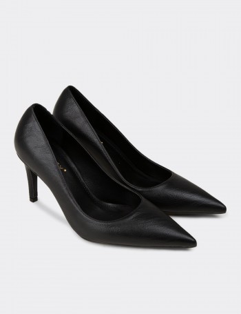 Kadın Siyah Stiletto Topuklu Ayakkabı - RD005ZSYHM01