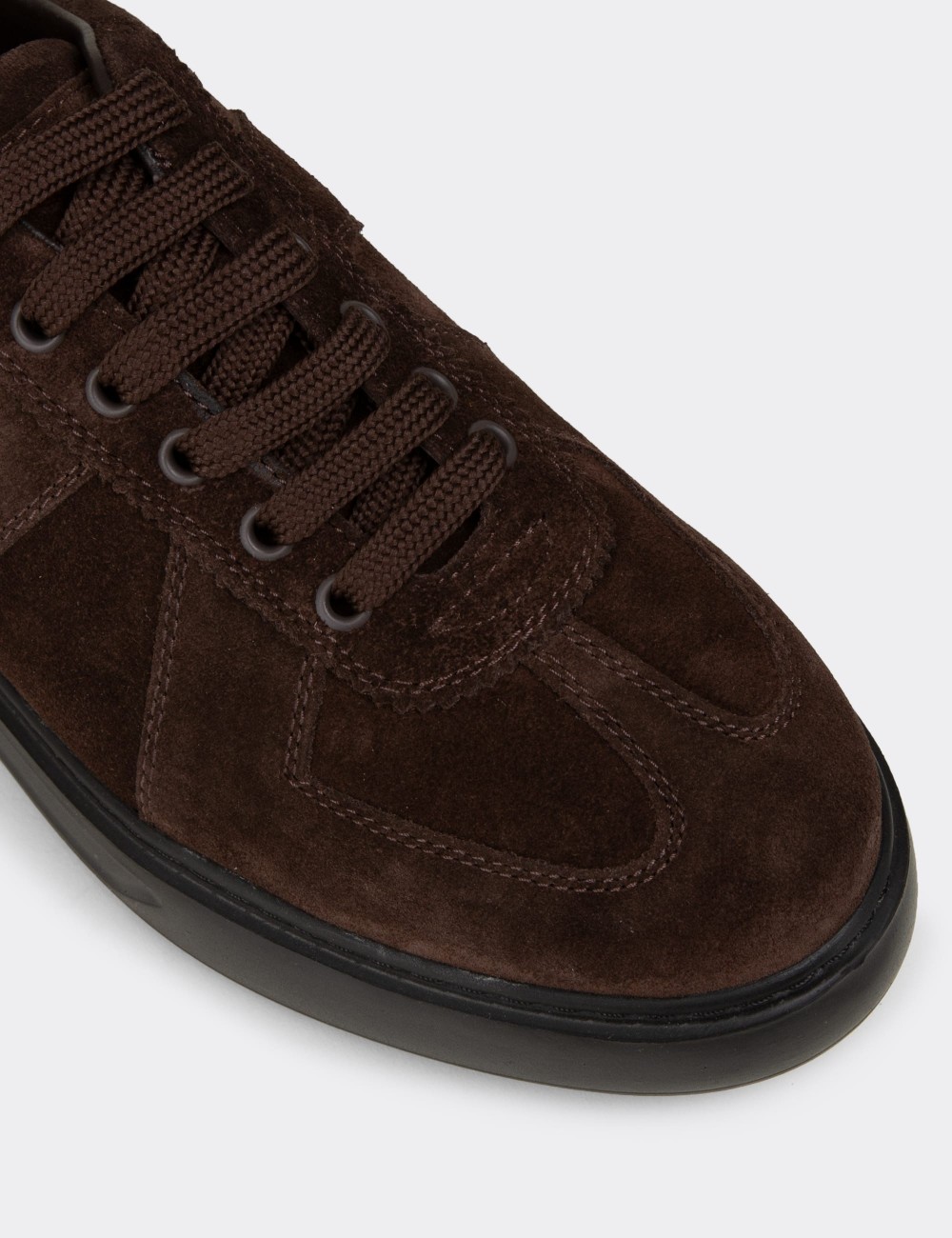 Erkek Kahverengi Hakiki Süet Sneaker Ayakkabı - 02017MKHVP01