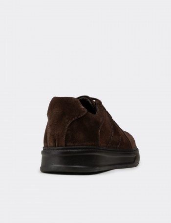 Erkek Kahverengi Hakiki Süet Sneaker Ayakkabı - 02017MKHVP01
