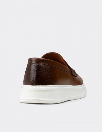 Erkek Taba Renk Hakiki Deri Loafer Ayakkabı - 02043MTBAP01