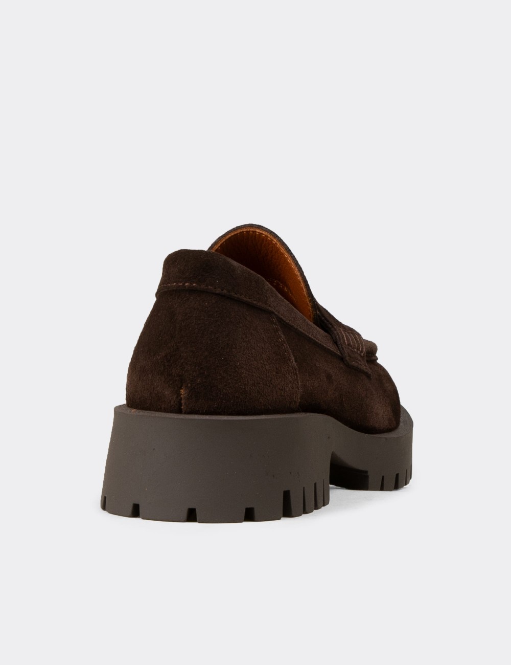 Kadın Hakiki Süet Kahverengi Loafer Ayakkabı - 02034ZKHVC01