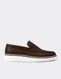 Erkek Hakiki Nubuk Kahverengi Loafer Ayakkabı