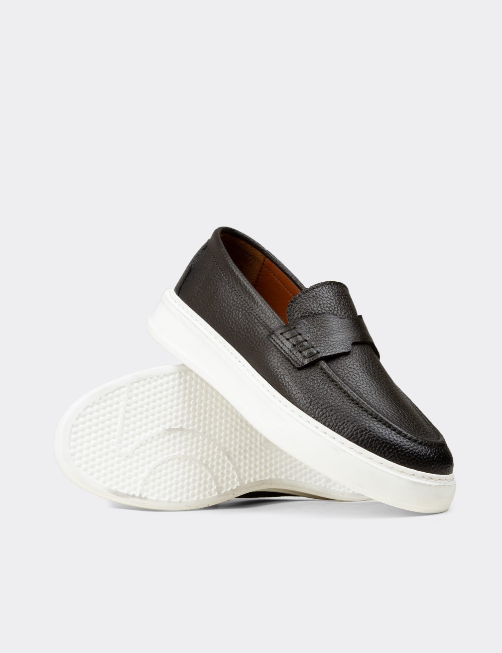 Erkek Hakiki Deri Haki Loafer Ayakkabı - 02043MHAKP01
