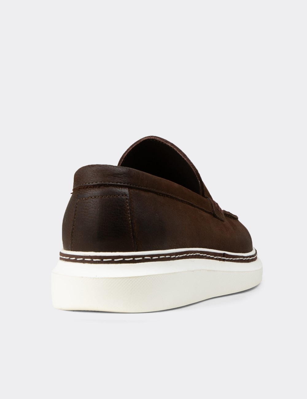 Erkek Hakiki Nubuk Kahverengi Loafer Ayakkabı - EK111MKHVC01