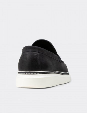 Erkek Hakiki Nubuk Lacivert Loafer Ayakkabı - EK111MLCVC01