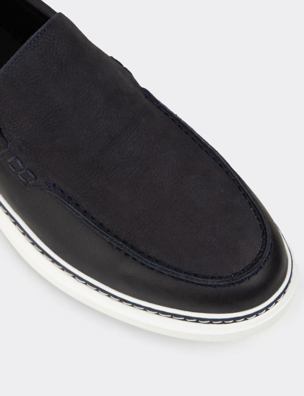 Erkek Hakiki Nubuk Lacivert Loafer Ayakkabı - EK111MLCVC01