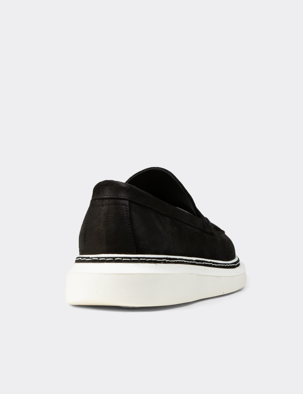 Erkek Hakiki Nubuk Siyah Loafer Ayakkabı - EK111MSYHC01